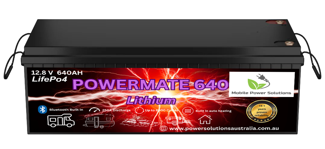 Powermate 12V 640Ah LiFeP04 Lithium battery with built in Bluetooth monitoring & internal auto heating
